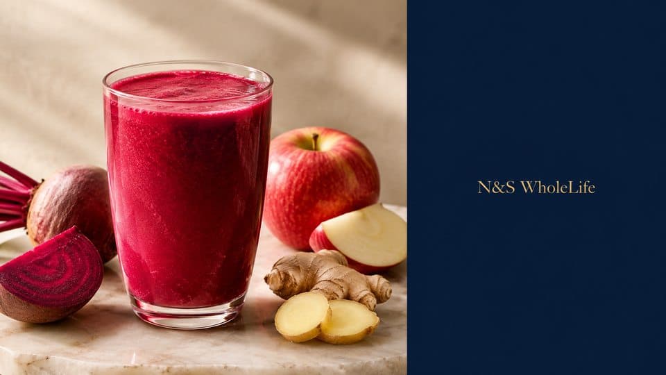 Beetroot, apple and ginger smoothie from the N&S WholeLife meal library